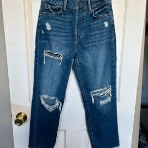 Forever 21 Blue Distressed Straight Leg Jeans